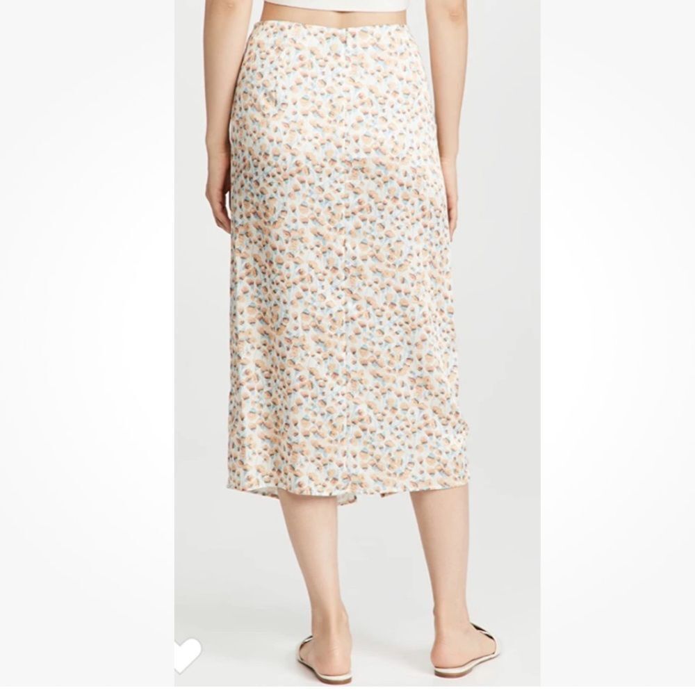 VINCE FLORAL CARNATION ASYMMETRIC CASCADE DRAPE SKIRT FLORAL SATIN SZ 2 RARE - Picture 5 of 16